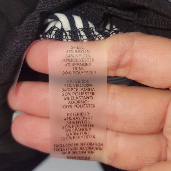 Karl Lagerfeld Paris Striped Knit Pleated Hem Dress Black White XS NWT - Picture 13 of 15